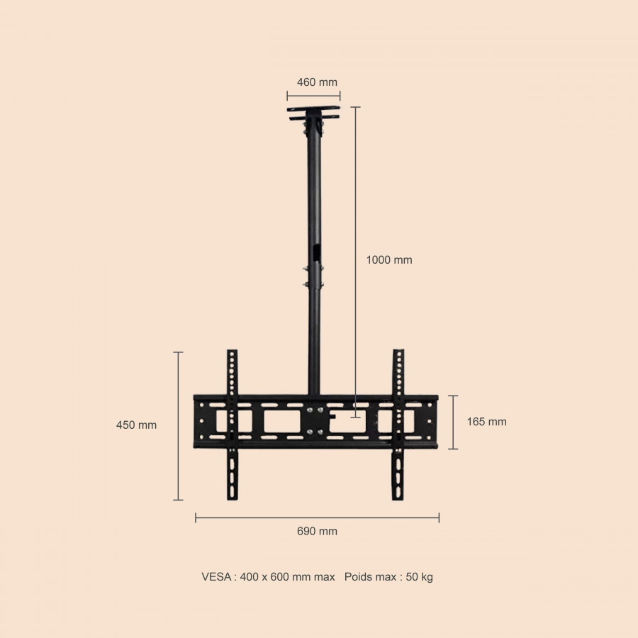 Support plafond télescopique pour écran de 32'' à 65''