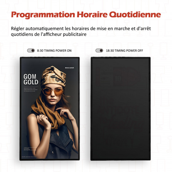 Ecran publicitaire mural multimédia Luminosité 350 nits  A9 32"