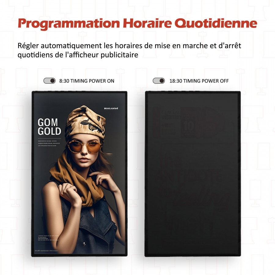 Ecran publicitaire mural multimédia Luminosité 350 nits  A9 32"