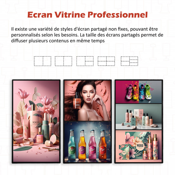 Ecran publicitaire mural multimédia Luminosité 350 nits  A9 43"