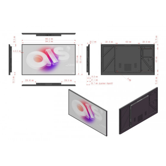 ADVUE BG43OD12: Ecran Professionnel Dynamique 43" 4K Haute Luminosité 1000 cd/m² ( nits ) - Android