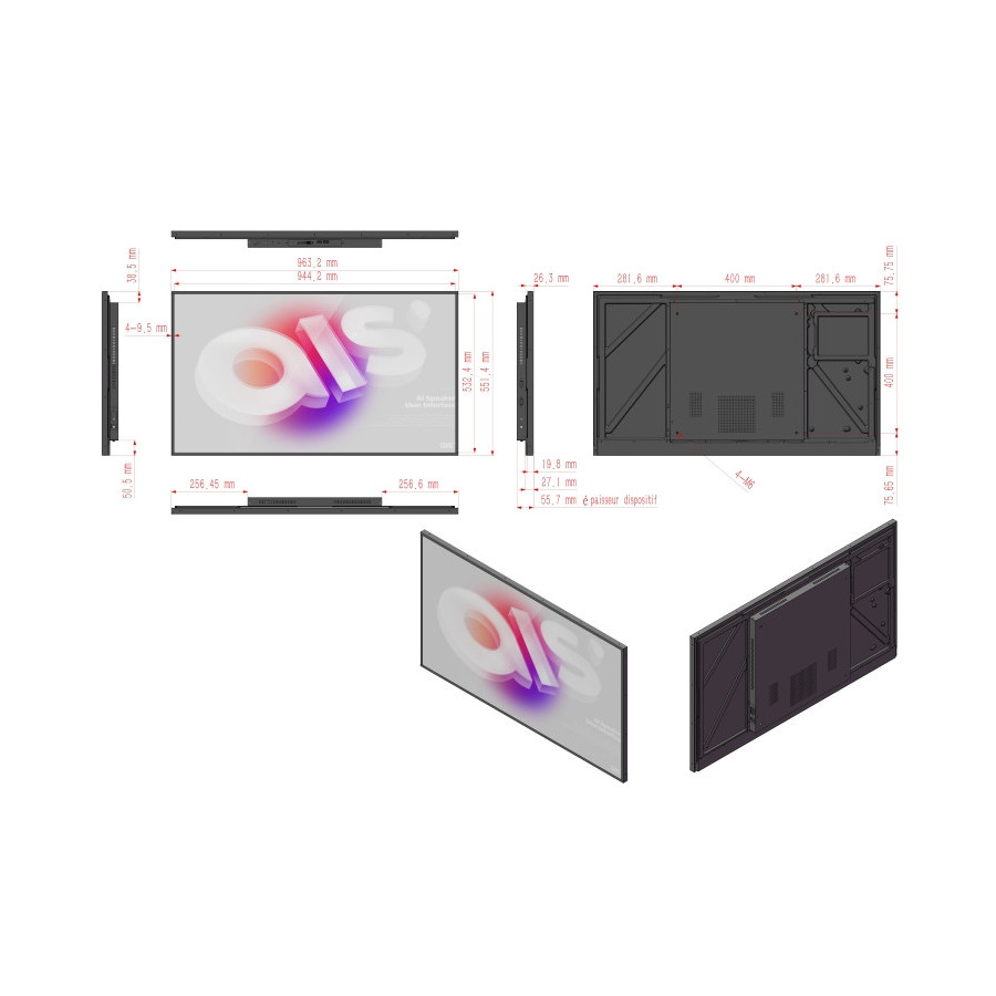 ADVUE BG43OD12: Ecran Professionnel Dynamique 43" 4K Haute Luminosité 1000 cd/m² ( nits ) - Android