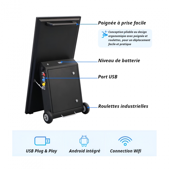 Stop trottoir Numérique 43" | Chevalet Digital Extérieur Haute Luminosité