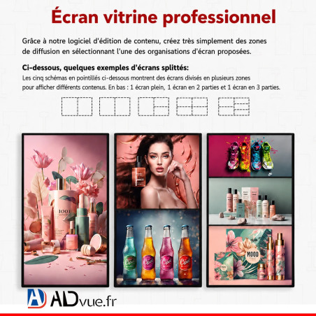 Écran vitrine professionnel 43 pouces 4000 nits | ADVUE BG43GL4000